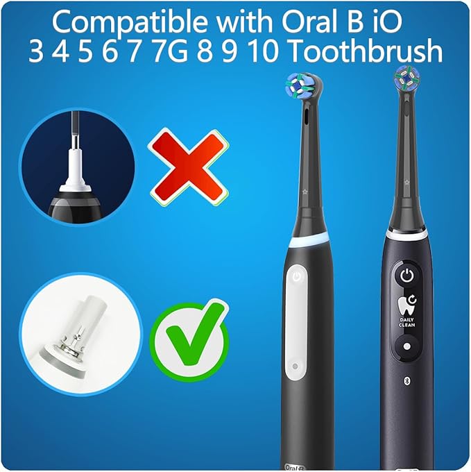 8 Pack Replacement Toothbrush Heads Compatible with Oral B iO, Brush Heads for Oral-B iO 2/3/4/5/6/7/8/9/10/7G Series, with Covers, Black