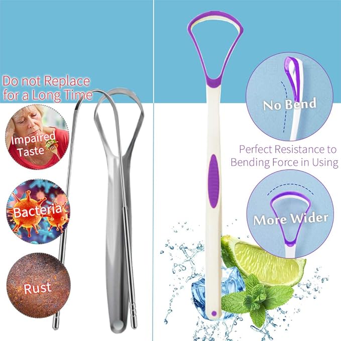 Tongue Scraper Cleaner 100% BPA Free Tongue Scrapers for Adults, Kids, Healthy Oral Care, Easy to Use, Help Fight Bad Breath