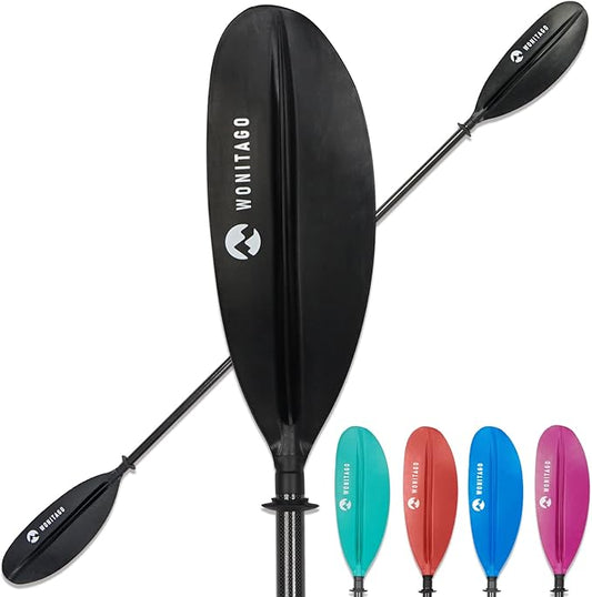 Adjustable Kayak Paddle with Carbon Shaft and PP Blade Available in 220-230/220-240/230-250cm Floating Lightweight Kayak Oars with Original Pattern-StrideForce Fitness