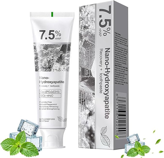7.5% Hydroxyapatite ToothpasteAppropriate for Sensitive Teeth & Tooth Strengthening, Tooth Repair, Gentle Mint Fluoride-Free Formula for Daily Use (120g/4.23oz)