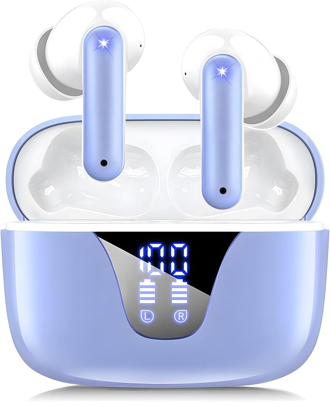 ZIUTY Wireless Earbuds Bluetooth Headphones, 50H Playtime Ear Buds with Mic, LED Digital Display Charging Case, IPX7 Waterproof, Deep Bass Stereo, in-Ear Earphone for iPhone Andriod Phone-StrideForce Fitness
