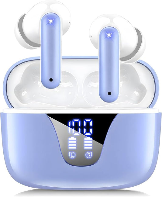 ZIUTY Wireless Earbuds Bluetooth Headphones, 50H Playtime Ear Buds with Mic, LED Digital Display Charging Case, IPX7 Waterproof, Deep Bass Stereo, in-Ear Earphone for iPhone Andriod Phone-StrideForce Fitness