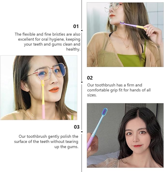 8Pcs Soft Bristle Toothbrush for Sensitive Gums Flexible Small Head Gum Care Toothbrushes in Pastel Colors for Adults and Travel