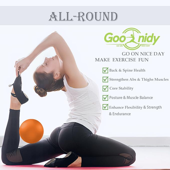 Soft Pilates Ball 9 Inch, Ideal Small Exercise Ball Between Knee Squeeze for Physical Therapy Yoga Core Medicine Abs Pt Bouncy, Mini Rubber Fitball Barre Workout Equipment for Women Men Kid Toddler-StrideForce Fitness