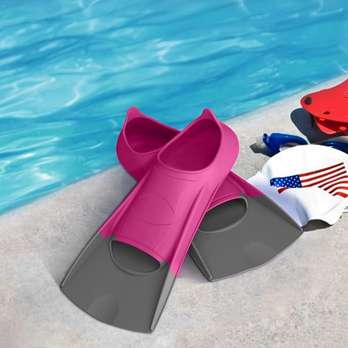 Gintenco Swim Fins, Kids Swim Training Fins for Lap Swimming, Travel Size Flippers with Mesh Bag, Silicone Swimming Fins for Kids Teens Adults Women Men-StrideForce Fitness