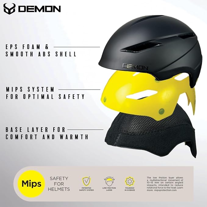 Demon United Snowboard and Ski Helmet with MIPS - Adult - Matte Black/Matte White - PC Shell & Inmold EPS Foam- Twist Dial Fit System - Audio Ready Earpads-StrideForce Fitness