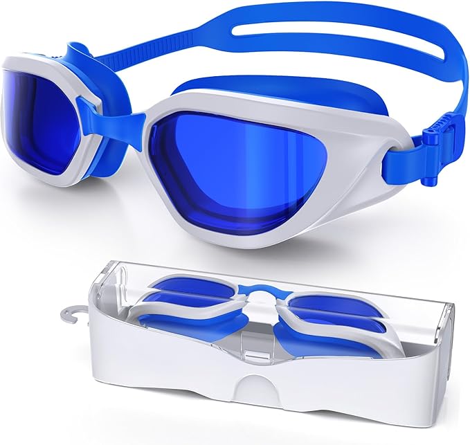 Swim Goggles, Unisex Adult Swimming Goggles Anti Fog Anti UV No Leakage Wide View for Men Women Youth-StrideForce Fitness