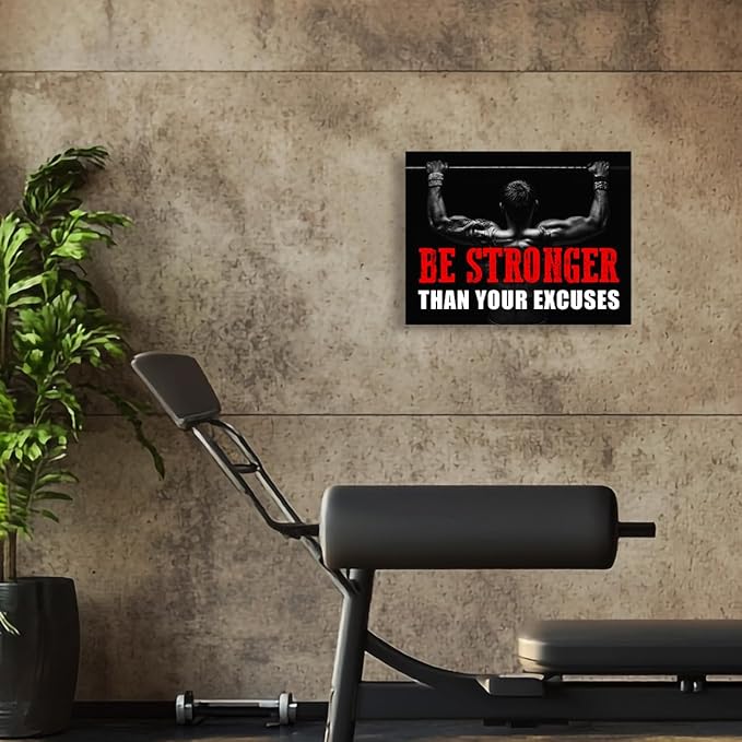 Inspirational Gym Wall Decor,Fitness Quotes Wall Art,Be Stronger Than Your Excuses Canvas Wall Decor for Home Gym-StrideForce Fitness