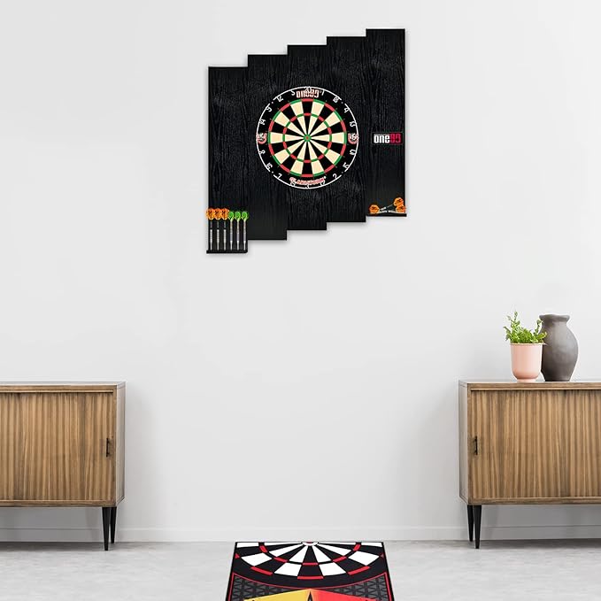 Knock-down Dartboard Backboard for A Large Area of Wall Protection Free Combination for Various Set-up Options Wooden Backboard with Black Veins Mounting Kits and Instructions Included Dartboard-StrideForce Fitness