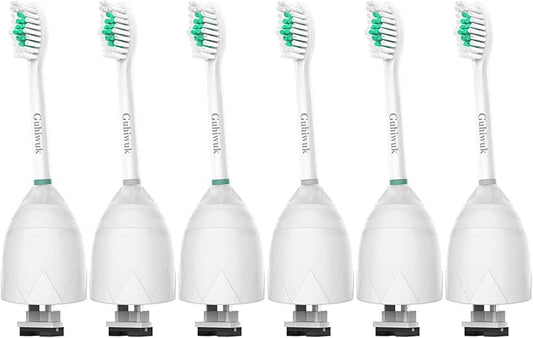 Replacement Toothbrush Heads Compatible with Philips Sonicare E-Series, Essence, Advance, CleanCare, Elite and Xtreme Screw-on Electric Phillips Brush Handles, 6 Pack