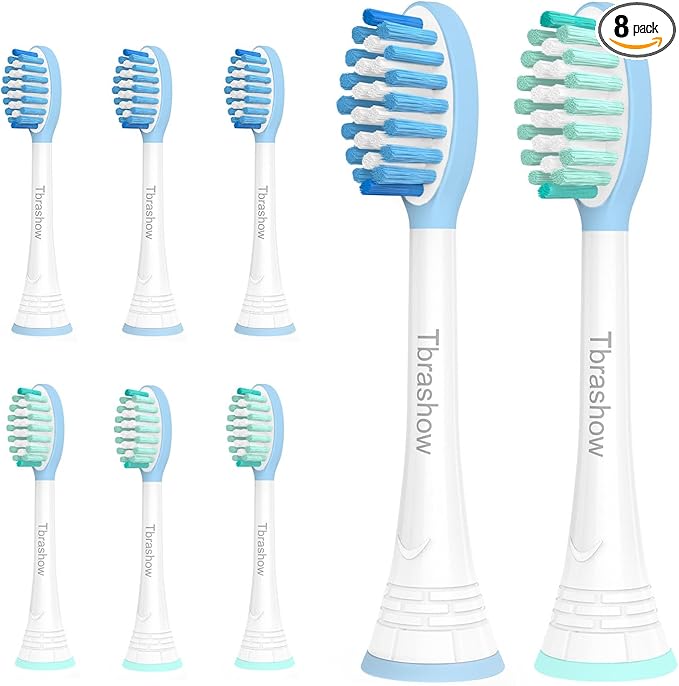 Replacement Toothbrush Heads for Philips Sonicare Toothbrush Heads, Compatible with Philips Click-on Toothbrushes, Sensitive Gum Care, 8 Pack