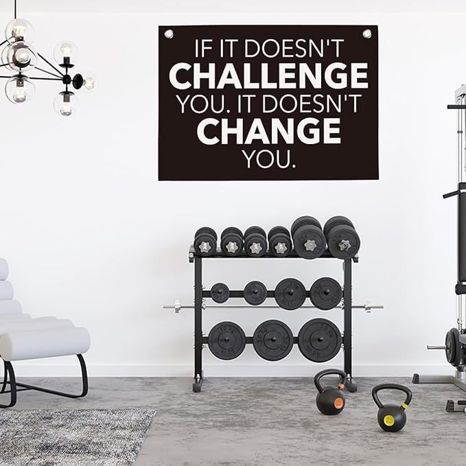 If It Doesn't Challenge You It Doesn't Change You Gym Motivational Wall Art Banner Dorm Posters Gifts for Guys Men Women Gym Flag Decor for Home Gym Bedroom Workout Room 30x20 Inchs-StrideForce Fitness