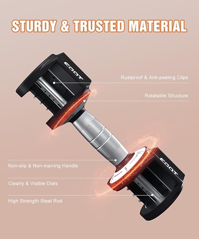 Adjustable Dumbbells Set/Single, 12.5LB/22.5LB/55LB 5 in 1 Free Adjustable Dumbbell Set with Anti-Slip Handle & Rainbow-colored Weight Plates for Home Gym, Weight Set for Women Men-StrideForce Fitness