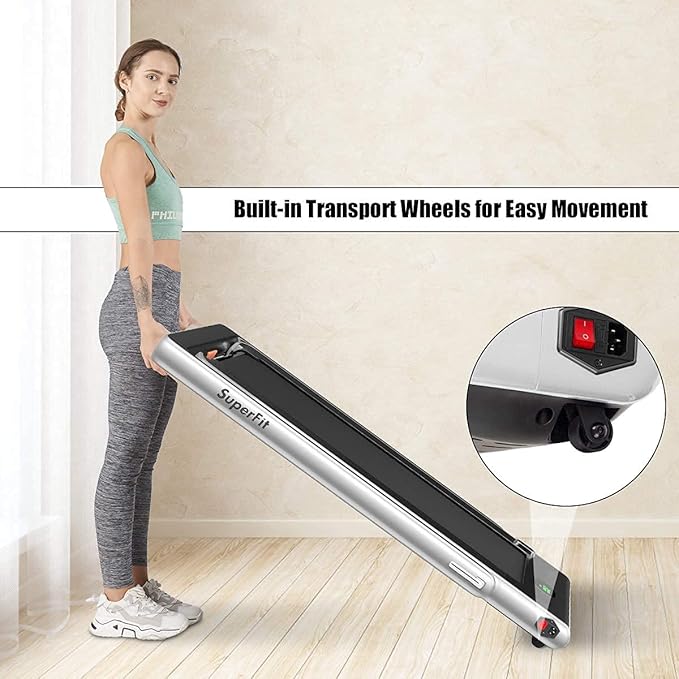 GYMAX Walking Pad, 2.25HP Foldable Treadmill with Smart App & Remote Control, Bluetooth LED Monitor, Small Spaces Compact Running Machine, Folding Portable Under Desk Treadmill for Home Office-StrideForce Fitness