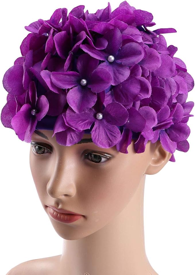 WINOMO Fashionable Swim Cap Floral Petal Stylish Swimming Hat Bathing Caps Size L for Women-StrideForce Fitness