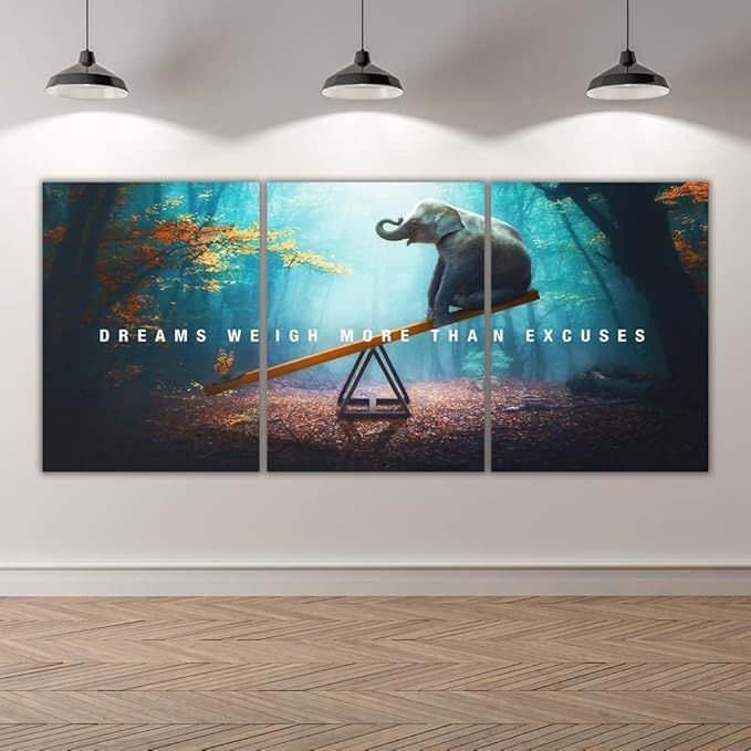 Yetaryy Motivational Poster Inspirational Wall Art 3 Pieces Canvas Painting Lion Artwork for Living Room Office Modern Home Decor Prints Pictures Wall Decor Framed Ready to Hang [72''Wx 36''H]-StrideForce Fitness