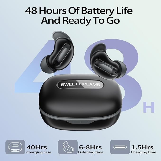Sleep Earbuds, Mini ANC Wireless Earbuds Bluetooth 5.4 Headphones Deep Bass Stereo, 48H Playtime Ear Buds, 4 ENC Noise Cancelling Mic, In Ear IP7 Waterproof Earphones for Side Sleepers,Touch Control-StrideForce Fitness