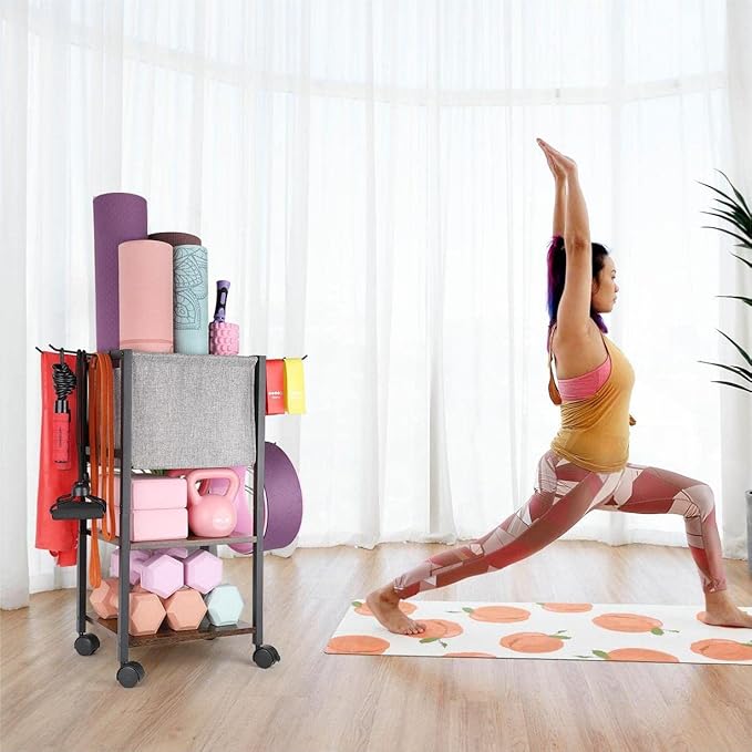 Yoga Mat Storage Rack Home Gym Equipment Workout Equipment Organizer Yoga Mat Holder for Dumbbell,Kettlebell and More Gym Accessories Gym Essentials Women Men Fitness Exercise Equipment Organization-StrideForce Fitness