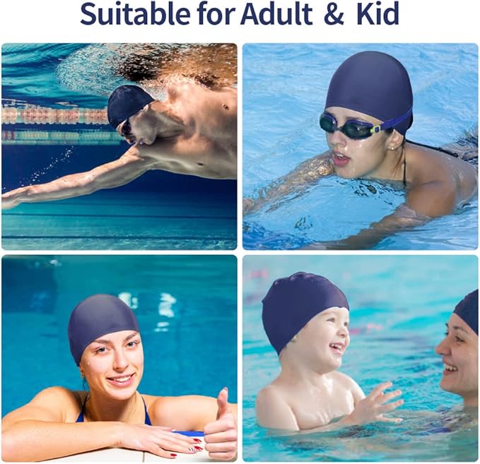 2pcs Cloth Swim Caps for Both Women & Men & Kids Fabric Durable Non-Waterproof Elastic Swimming Pool Cap Bathing Cap for Long and Short Hair-StrideForce Fitness