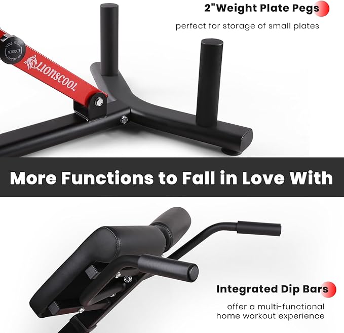 LIONSCOOL Heavy-Duty Adjustable Roman Chair - Back Extension Bench with Multiple Adjustment Functions- Hyperextension Bench Perfect for Home Gym-StrideForce Fitness