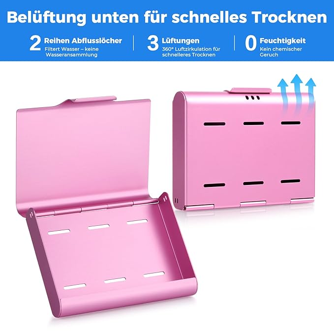 Aluminum Retainer Case for Invisalign Aligners, Partial Mouth Guard Case Denture Retainer Container Case Holder with Vent Holes, Slim Orthodontic Aligner Case for Traveling-1 Pack Pink