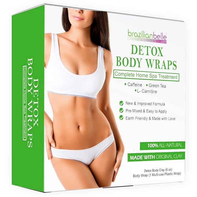 Brazilian Belle Detox Clay Body Wraps for Body Firming & Skin Tightening – Anti-Cellulite Stomach Wraps with Bentonite Clay & Aloe Vera – Complete Firming Cream Skincare Kit with up to 12 Applications-StrideForce Fitness