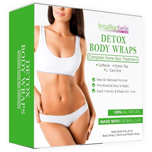 Brazilian Belle Detox Clay Body Wraps for Body Firming & Skin Tightening – Anti-Cellulite Stomach Wraps with Bentonite Clay & Aloe Vera – Complete Firming Cream Skincare Kit with up to 12 Applications-StrideForce Fitness