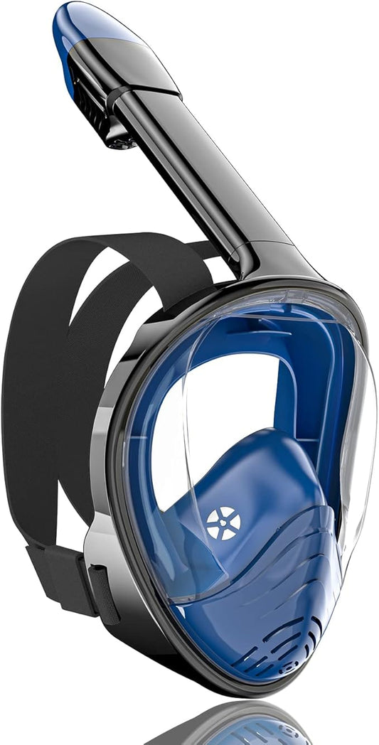 QingSong Full Face Snorkel Mask for Adults, Snorkeling Gear with Camera Mount, 180 Degree Panoramic View Snorkel Set Anti-Fog Anti-Leak-StrideForce Fitness