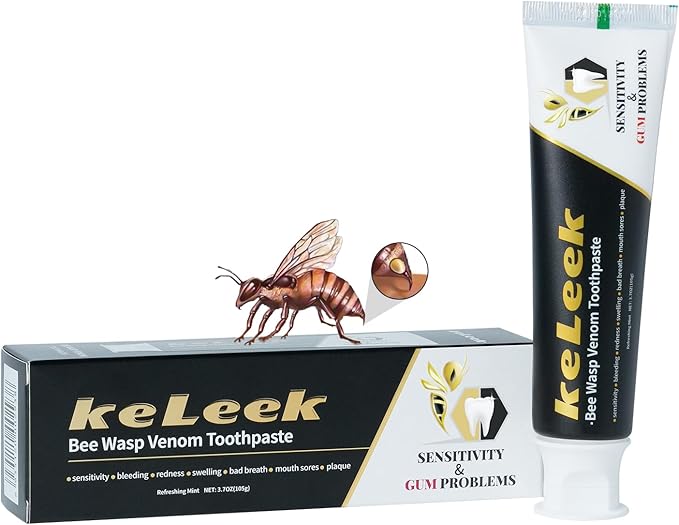 Bee Wasp Venom Toothpaste for Bleeding Gums,Gingivitis Treatment Repair,Sensitive Teeth,Mouth Sores,Plaque -150 MIN Breath Fresheners - 3.7 OZ(1 Pack)