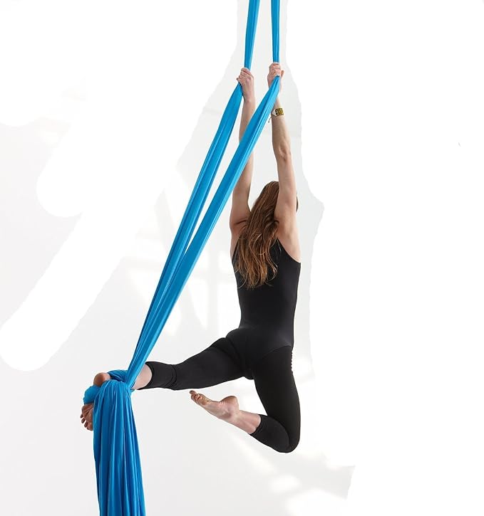 DASKING Aerial Silks Starter Kit - Durable 11Yards of Aerial Yoga Hammock with Hardware, Aerial Swing for Acrobatic Flying Yoga & All Levels (Aerial Rigging Point Up to 14ft)-StrideForce Fitness