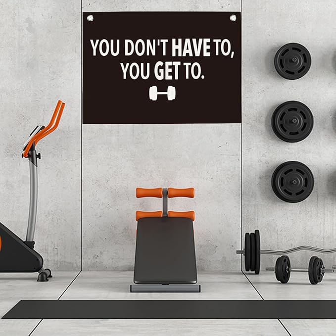 You Don't Have To You Get To Gym Motivational Wall Art Banner Dorm Posters Gifts for Guys Men Women Gym Flag Decor for Home Gym Bedroom Workout Room 30x20 Inchs-StrideForce Fitness