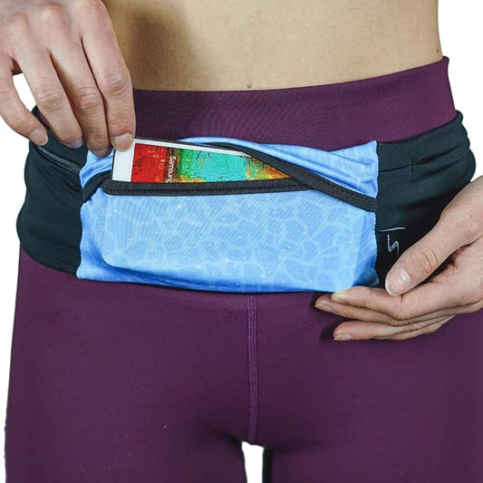 3 Pocket Adjustable Running Belt Waist Pack, Fanny Pack For Working Out With Sweat Resistant Backing, Holds All iPhone Models-StrideForce Fitness