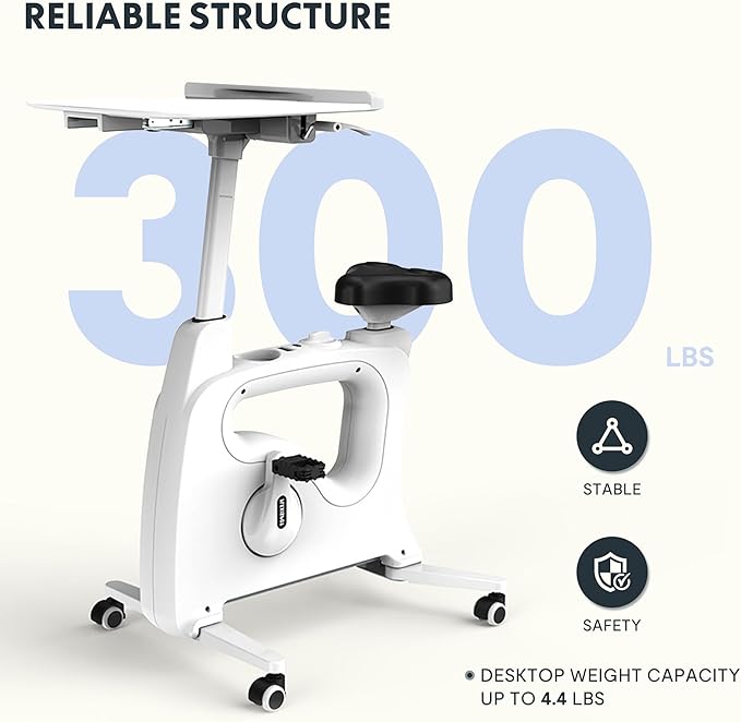 FLEXISPOT Exercise Bike with 2D Desktop, Space Saving Under Desk Bike with Removable Desk, Stationary Bikes Indoor Bikes with 300LBS Heavy Duty 8-Level Resistance Flywheel Optional LCD, V9PRO/V9MAX-StrideForce Fitness