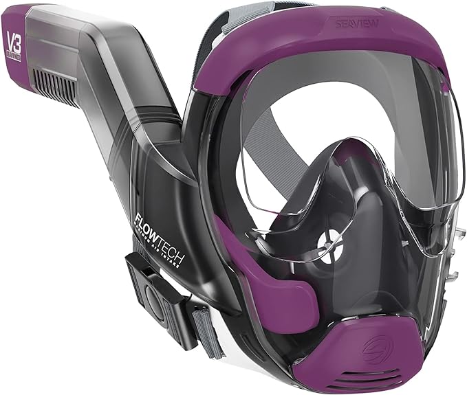 Seaview 180 V3 Full Face Snorkel Mask Adult- The V3 is The Perfect Snorkeling Gear for Adults- Snorkel Mask with 180 Panoramic Viewing and Up to 600% Easier Breathing- Patented Flowtech Air Intake-StrideForce Fitness