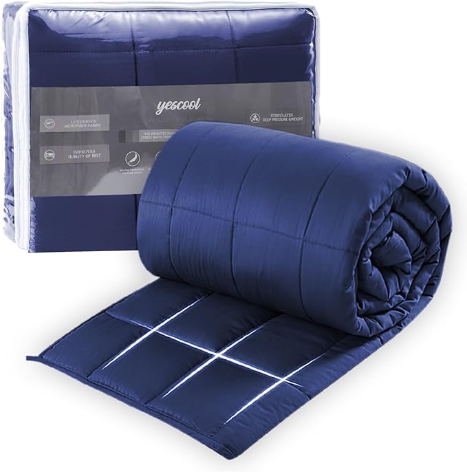 yescool Weighted Blanket for Adults (20 lbs, 88” x 104”, Blue) Cooling Heavy Blanket for Sleeping Perfect for 190-210 lbs, Queen Size Breathable Blanket with Premium Glass Bead, Machine Washable-StrideForce Fitness