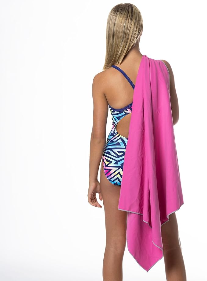 Flow Hydro Sport Towel - Microfiber Quick Dry Swimming Towels for Swim, Pool, Triathlon, and Other Water Sports in Medium, Large, Extra Large, and Hooded Sizes (Pink, Large (60" x 30"))-StrideForce Fitness