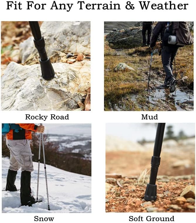 6pcs Walking Stick Tips, Replacement Rubber Tips for Walking Sticks, Trekking Pole Tips Baskets Hiking Pole Tips Feet Shock Absorption Rubber Cane Tips 11mm Diameter Survival Hiking Stick Accessories-StrideForce Fitness