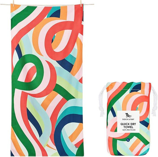 Dock & Bay Beach Towel - Quick Dry, Sand Free - Compact, Lightweight - 100% Recycled - Includes Bag - Fruit Loops - Extra Large (200x90cm, 78x35)-StrideForce Fitness
