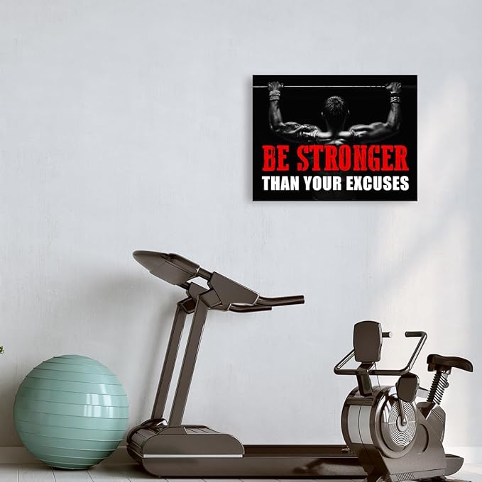 Inspirational Gym Wall Decor,Fitness Quotes Wall Art,Be Stronger Than Your Excuses Canvas Wall Decor for Home Gym-StrideForce Fitness