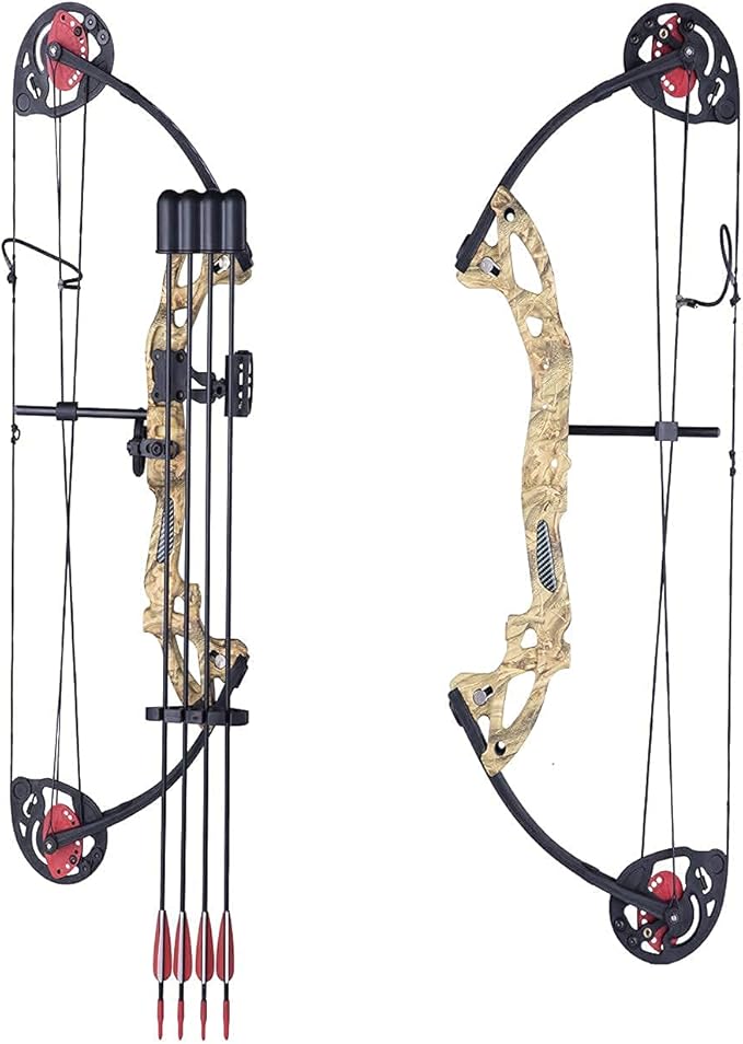 Compound Bow Archery for Youth and Beginner, Right Handed,19”-28” Draw Length,15-29 Lbs Draw Weight, 260 fps-StrideForce Fitness