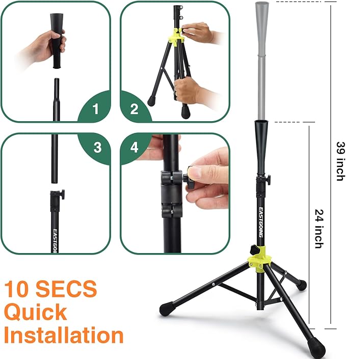 Eastgoing Heavy Duty Baseball and Softball Portable Travel Batting Tee.Adjustable Height|Portable|Collapsible. Baseball Hitting Tee for Any Age Player Practice-StrideForce Fitness