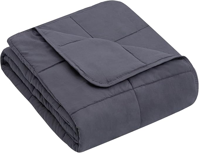 yescool Weighted Blanket (7 lbs, 41" x 60", Grey) Cooling Heavy Blanket for Sleeping Perfect for 60-90 lbs, Breathable Blanket with Premium Glass Bead, Machine Washable-StrideForce Fitness