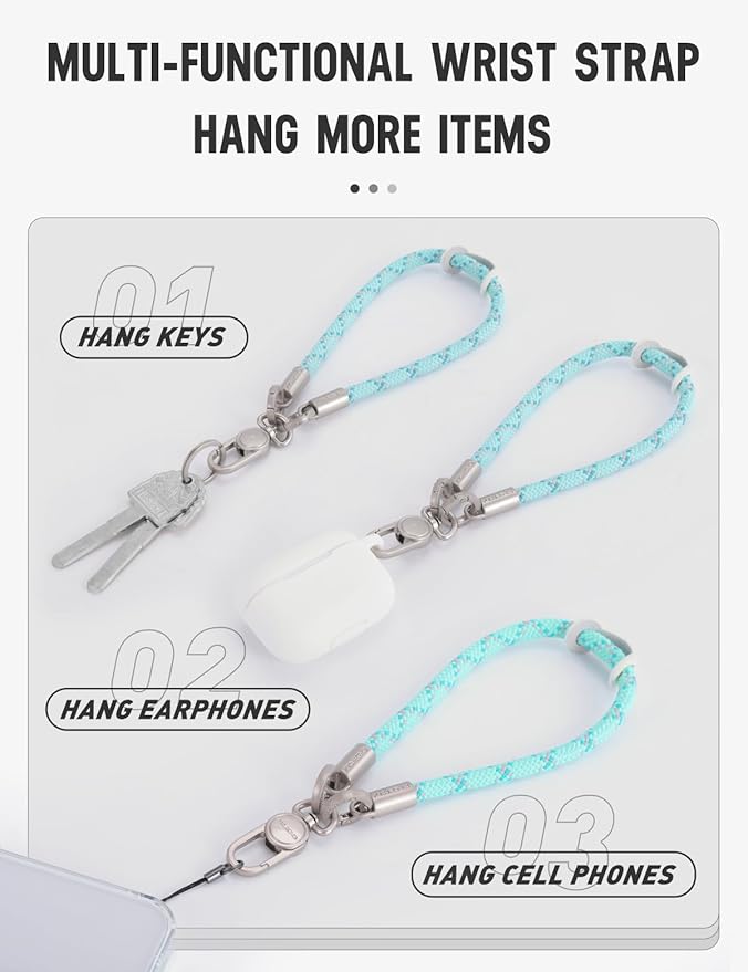 project-cb Phone Wrist Strap 1,Tether Tab 2,Phone Wristlet,Lanyard Wrist Strap,Key Holder,KeyChain,KeyRing×2(FoggyBlack-S)-StrideForce Fitness