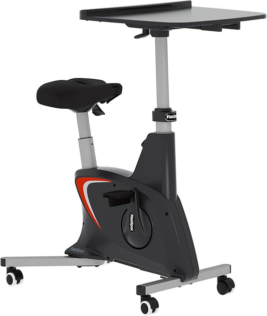 FLEXISPOT Exercise Bike with 2D Desktop, Space Saving Under Desk Bike with Removable Desk, Stationary Bikes Indoor Bikes with 300LBS Heavy Duty 8-Level Resistance Flywheel Optional LCD, V9PRO/V9MAX-StrideForce Fitness