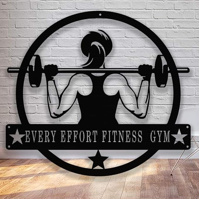 Custom Metal Gym Sign for Home Workout Room, Motivational Fitness Decor, Personalized Powerlifting Garage Wall Art, Gift for Women, Men, Dad, Papa, Grandpa, Mother, Sister, Girls, Modern Design-StrideForce Fitness