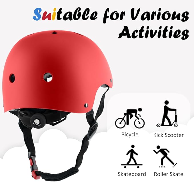 Kids Bike Helmet, Adjustable and Multi-Sport, from Toddler to Youth, 3 Sizes-StrideForce Fitness