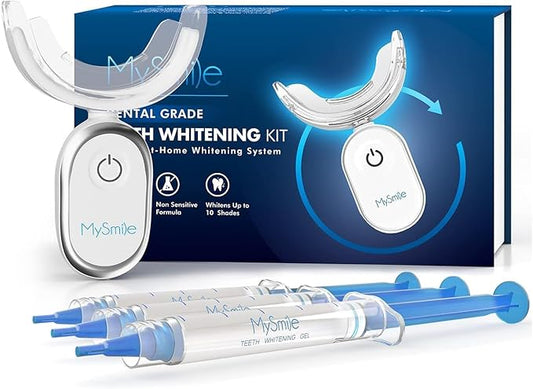 MySmile Teeth Whitening Kit for Sensitive Teeth with LED Light, 10 Min Non-Sensitive Fast Tooth Whitener, 3 Carbamide Peroxide Whitening Gel, Powerful Formula, Enamel Safe