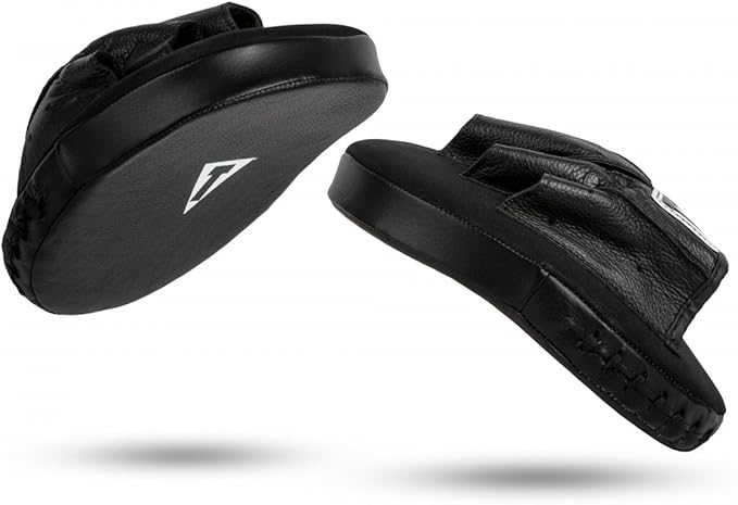 Title Boxing Punch Mitts 2.0, Black - Boxing Pads, Muay Thai Pads, MMA Equipment, Kickboxing - 6.5*6*1"-StrideForce Fitness