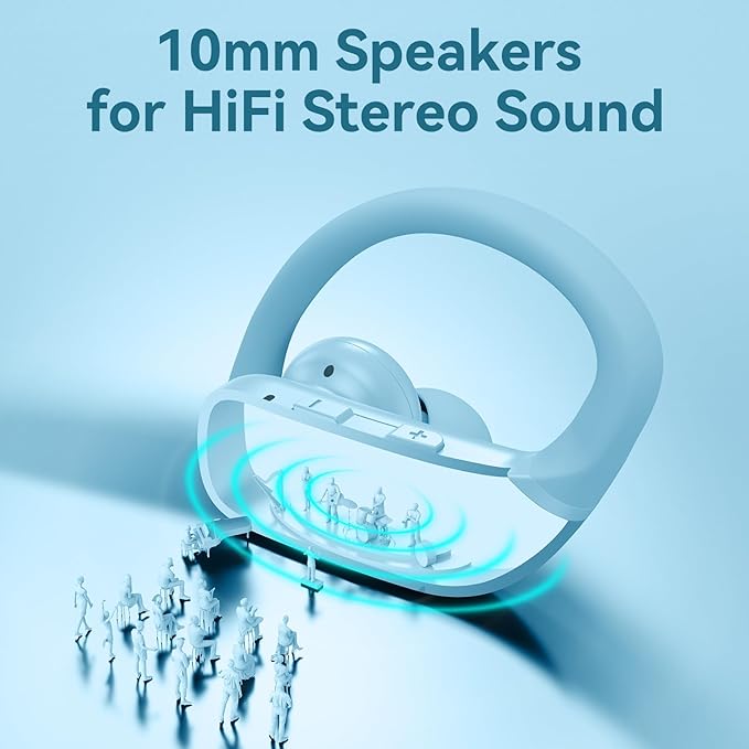 bmani Ear Buds Wireless Earbuds Bluetooth Headphones with 80H Playtime LED Display Case, Over-Ear Hook with Mic, Stereo Sound, Easy Button Controls, Sports Earphones for Running Workout Sky Blue-StrideForce Fitness