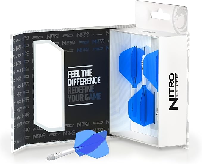 RED DRAGON Darts – Nitro Flite Integrated Flight & Shaft System – No.2 Shape and Design - Available in Short, Intermediate & Medium - Available in Variety of Colours - Professional Darts Accessories-StrideForce Fitness